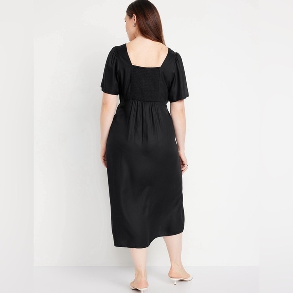 NWT!  Old Navy Black Jack Button-Down Crepe Midi Dress - Size Large 💜 - Picture 7 of 8